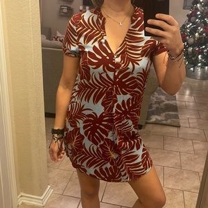 Floral mini shirt dress